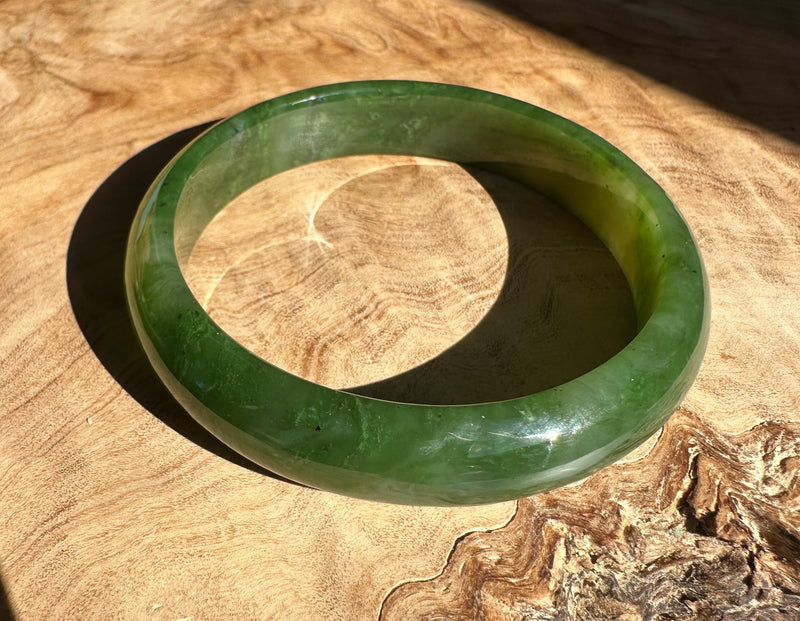 A Grade Canadian Nephrite Jade Bangle - 53.5 x 12mm