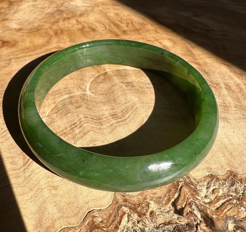 A Grade Canadian Nephrite Jade Bangle - 53.5 x 12mm