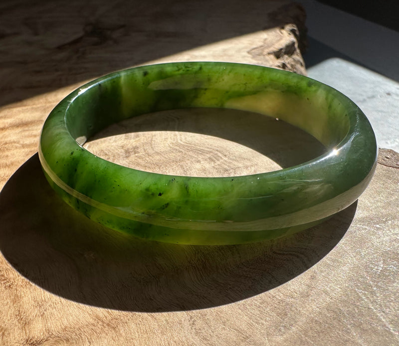 A Grade Canadian Nephrite Jade Bangle - 53.5 x 12mm