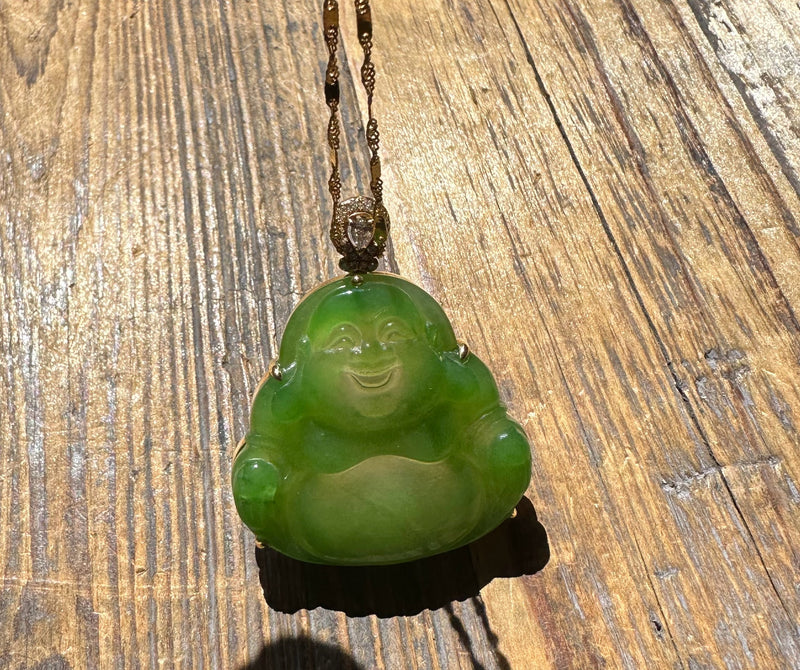 AAA Apple Green Happy Buddha Pendant