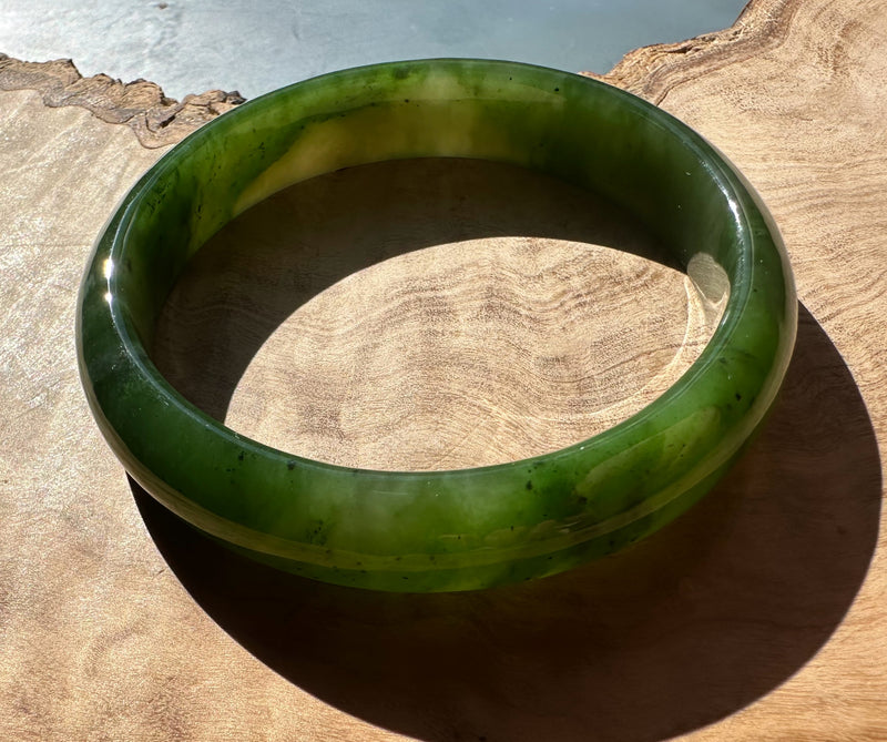 A Grade Canadian Nephrite Jade Bangle - 53.5 x 12mm