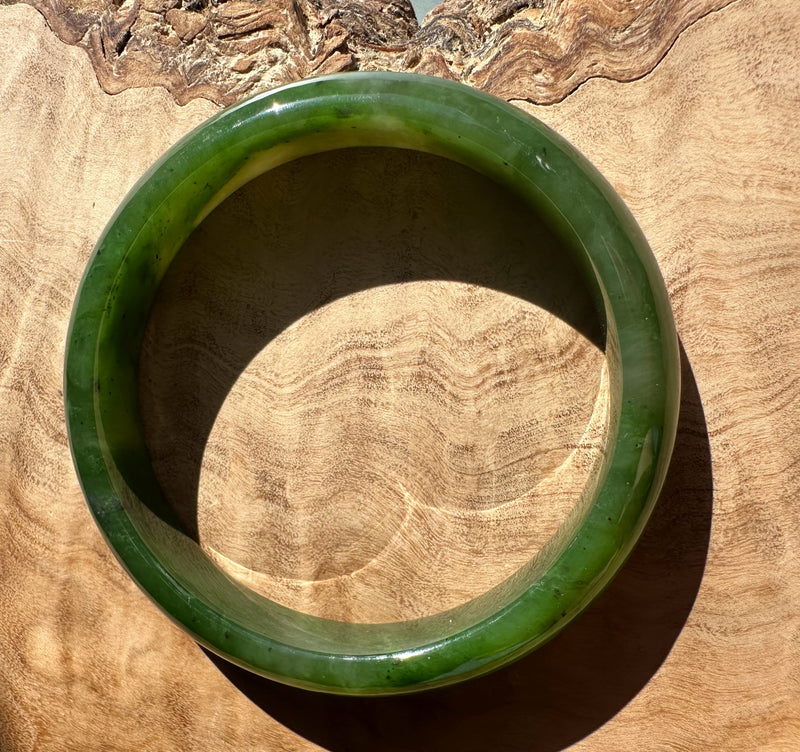 A Grade Canadian Nephrite Jade Bangle - 53.5 x 12mm