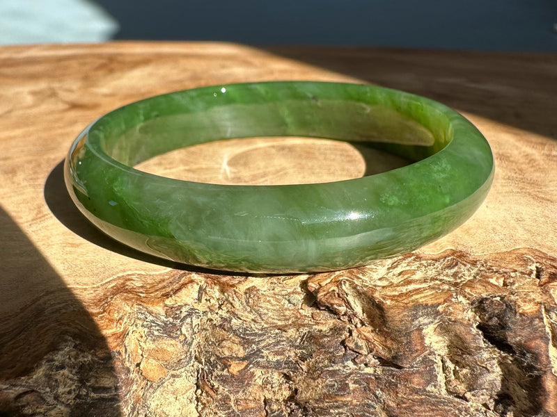 A Grade Canadian Nephrite Jade Bangle - 53.5 x 12mm