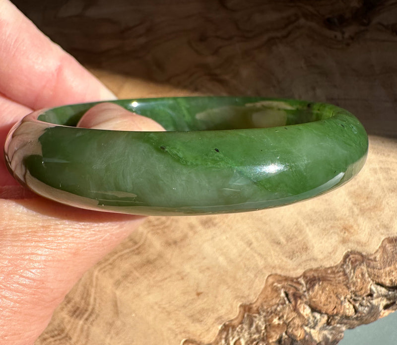 A Grade Canadian Nephrite Jade Bangle - 53.5 x 12mm