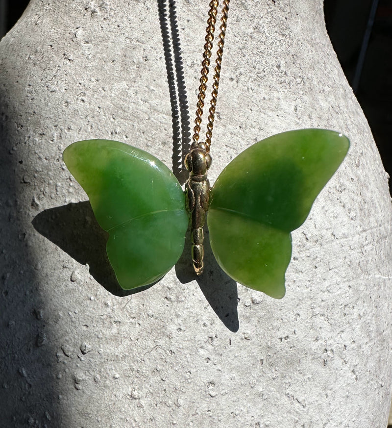 AA Grade Siberian Jade Butterfly Pendant*