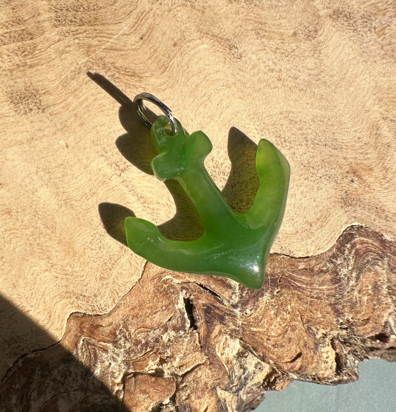 Jade Anchor Charm, 15mm