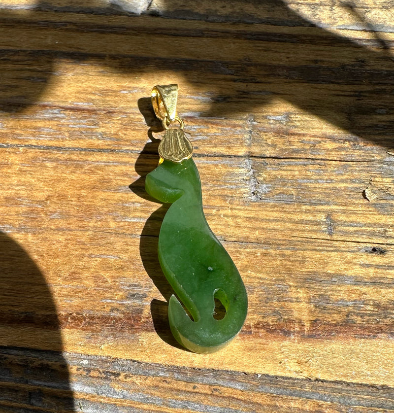 Vintage Jade Cat Pendant