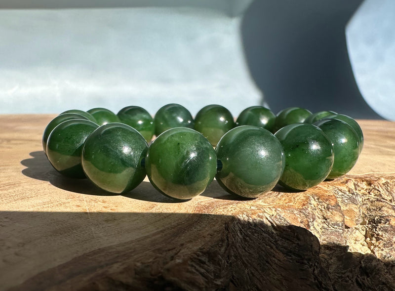 12mm Canadian Nephrite Jade Bead Bracelet*