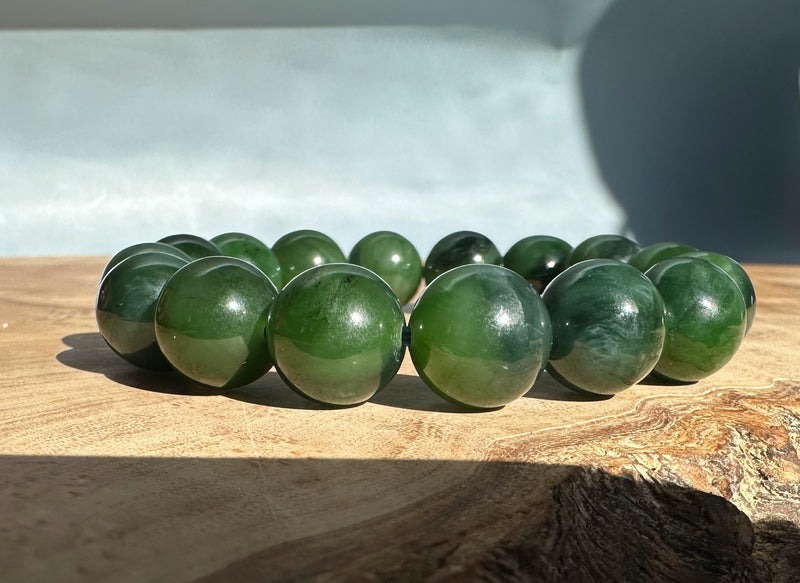 12mm Canadian Nephrite Jade Bead Bracelet*