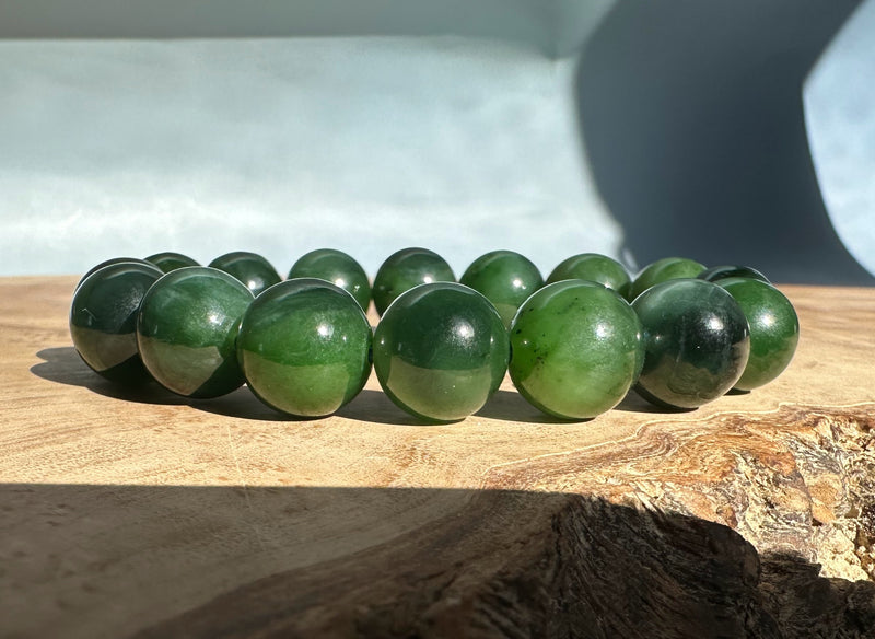 12mm Canadian Nephrite Jade Bead Bracelet*