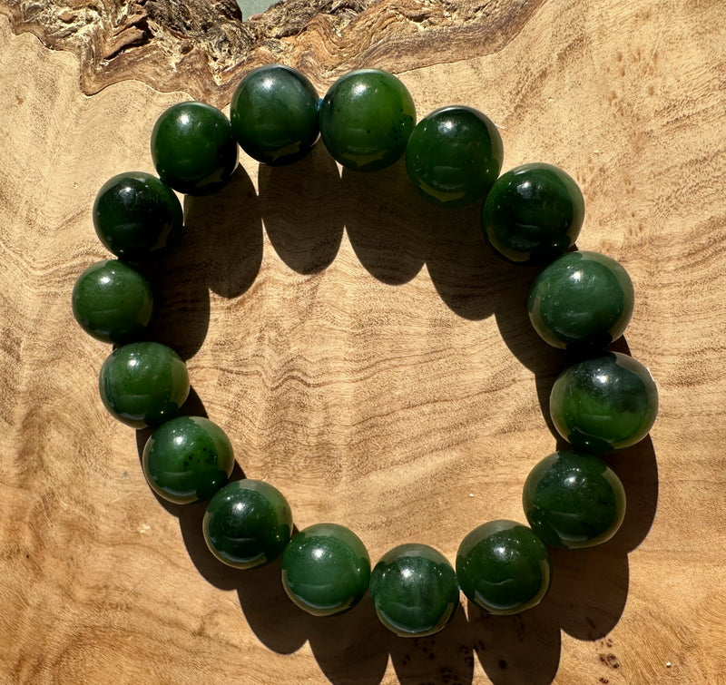 12mm Canadian Nephrite Jade Bead Bracelet*
