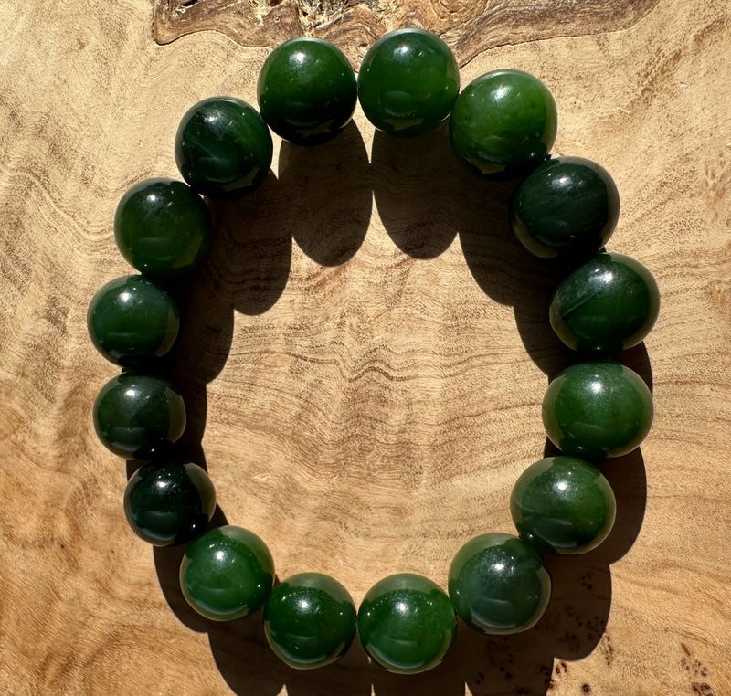 12mm Canadian Nephrite Jade Bead Bracelet*