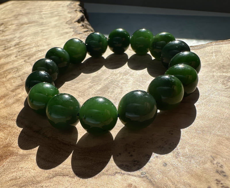 12mm Canadian Nephrite Jade Bead Bracelet*