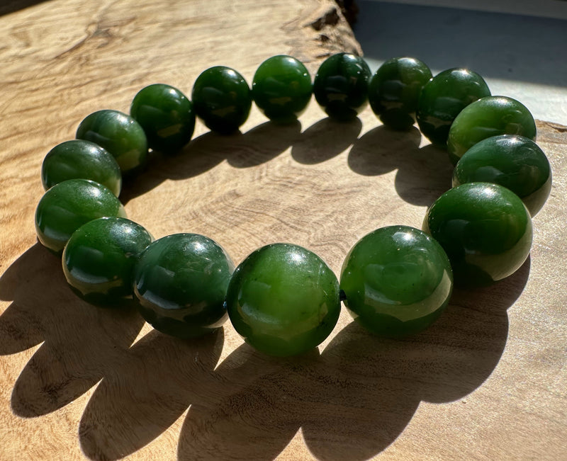 12mm Canadian Nephrite Jade Bead Bracelet*
