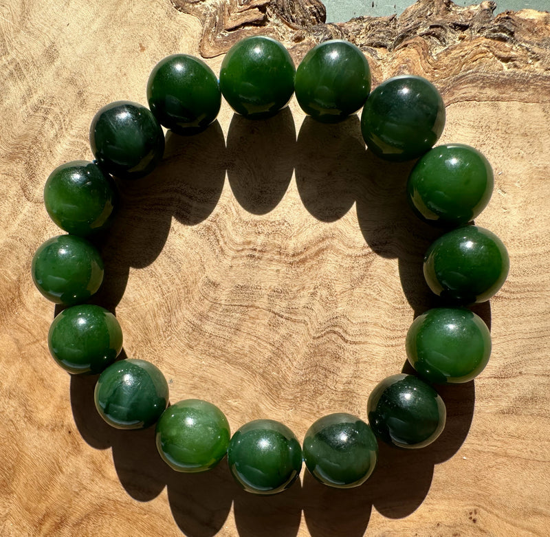 12mm Canadian Nephrite Jade Bead Bracelet*