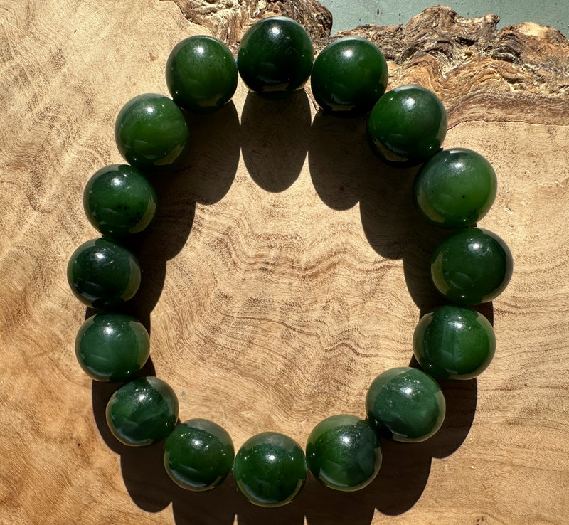 12mm Canadian Nephrite Jade Bead Bracelet*