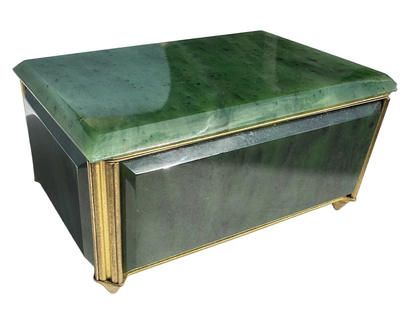 Old Siberian Jade Jewelry Box, 4"*As Is chipped