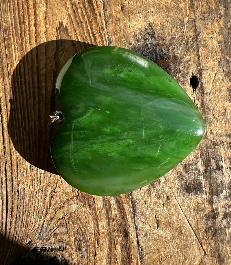 A+ Polar Jade Large 2" Heart Pendant*