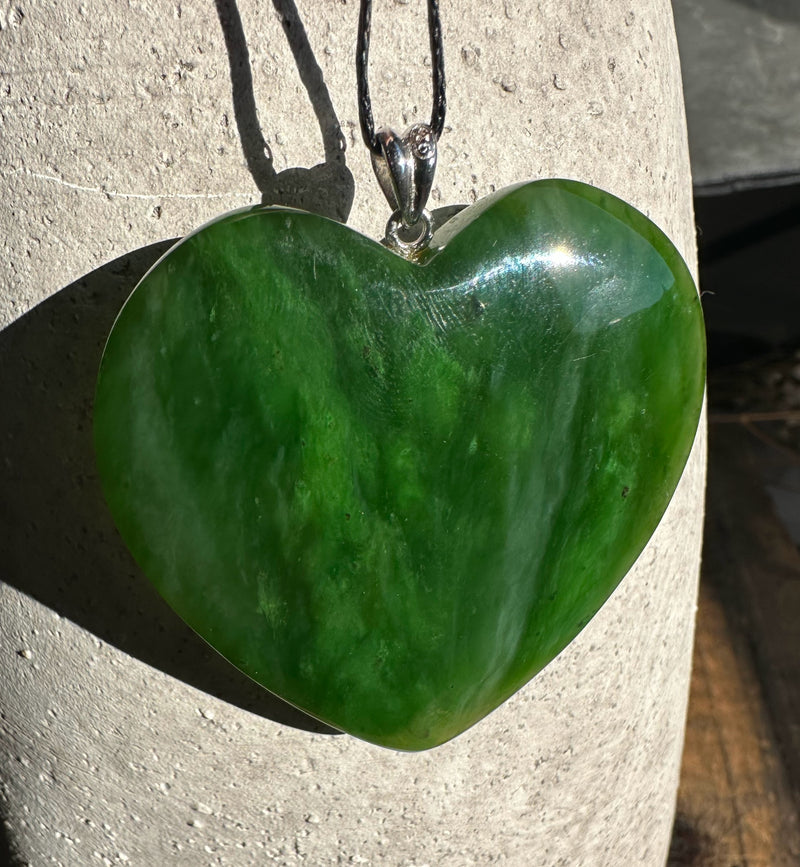 A+ Polar Jade Large 2" Heart Pendant*