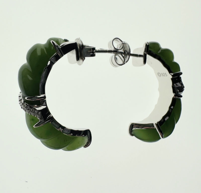 AA Canadian Jade and Silver Earrings - 6619 (only 3 available)
