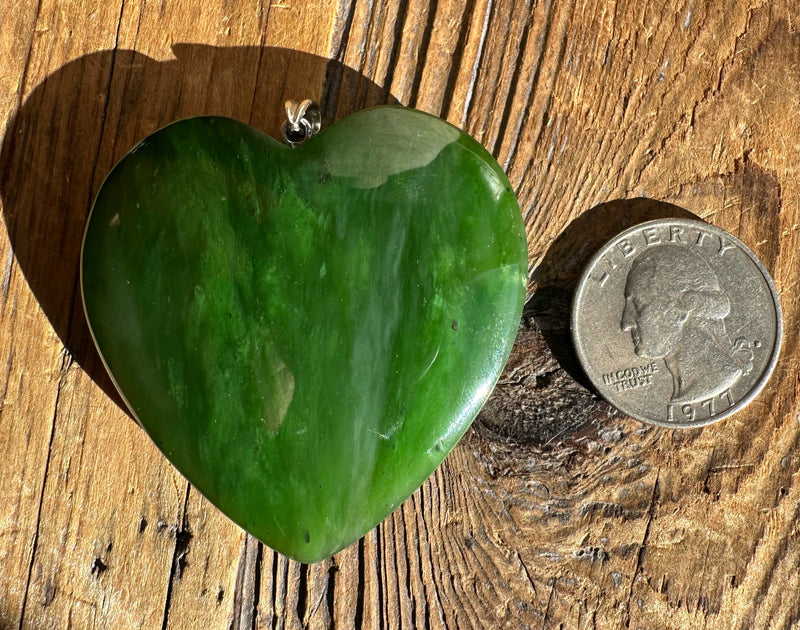 A+ Polar Jade Large 2" Heart Pendant*