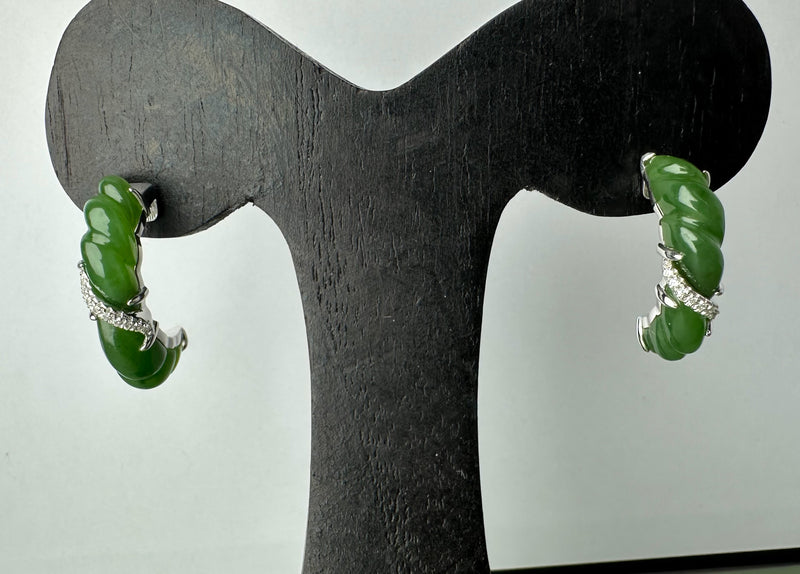 AA Canadian Jade and Silver Earrings - 6619 (only 3 available)