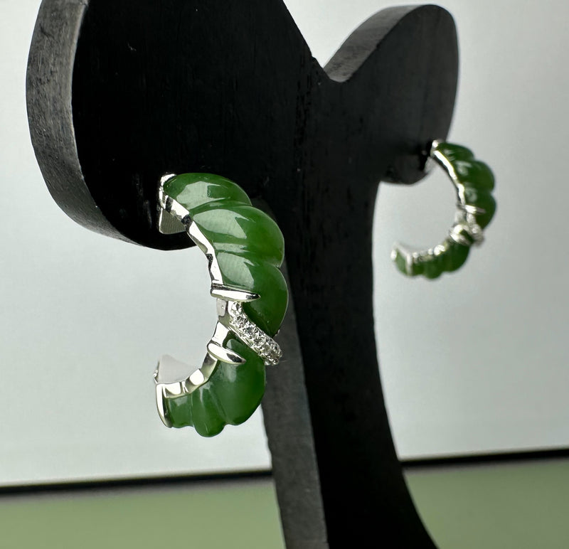 AA Canadian Jade and Silver Earrings - 6619 (only 3 available)