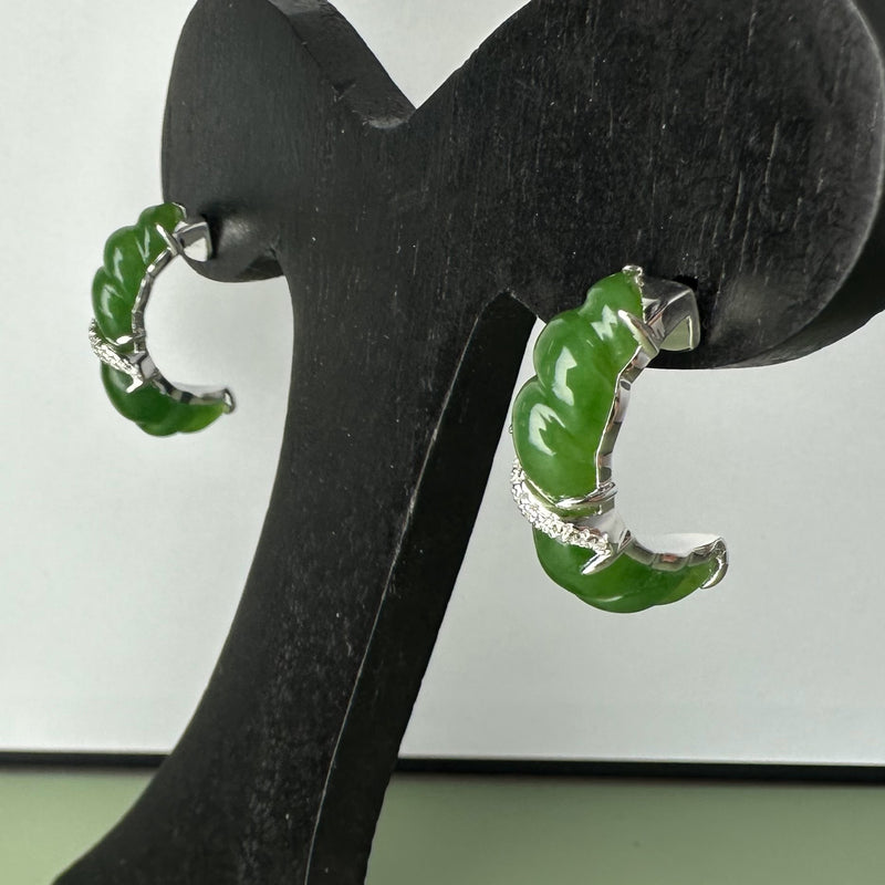 AA Canadian Jade and Silver Earrings - 6619 (only 3 available)