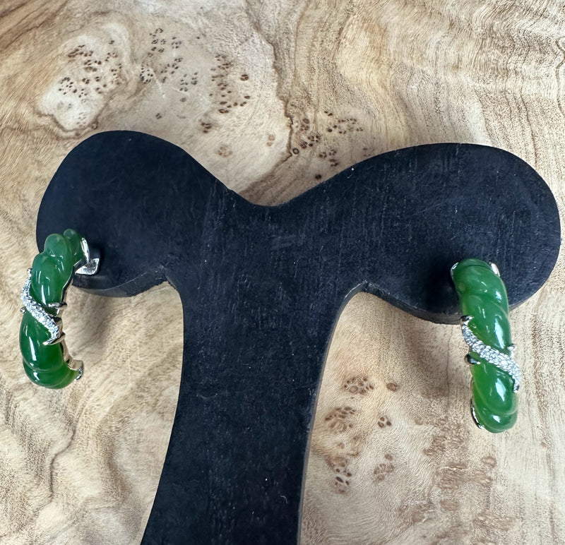 AA Canadian Jade and Silver Earrings - 6619 (only 3 available)