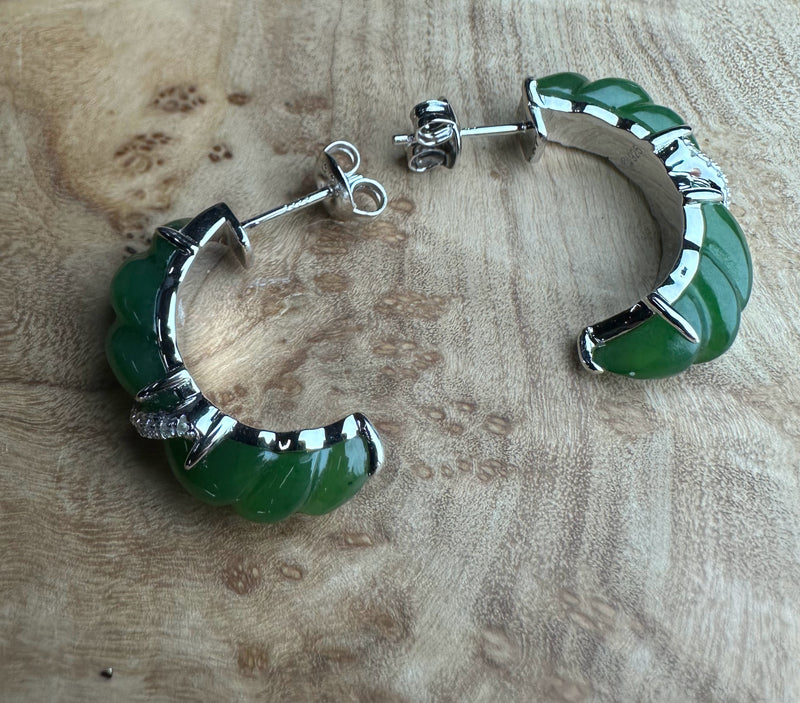 AA Canadian Jade and Silver Earrings - 6619 (only 3 available)