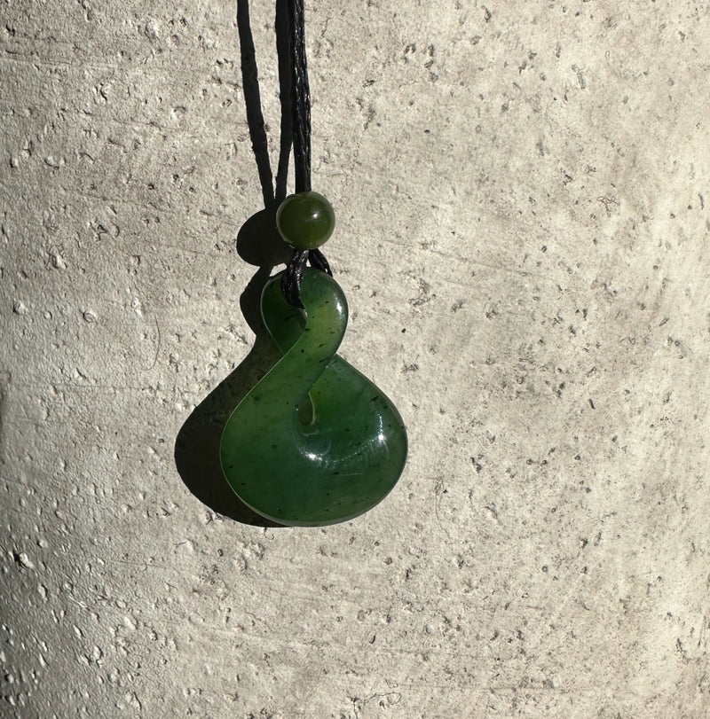 Jade Infinity Twist Pendant, .8"