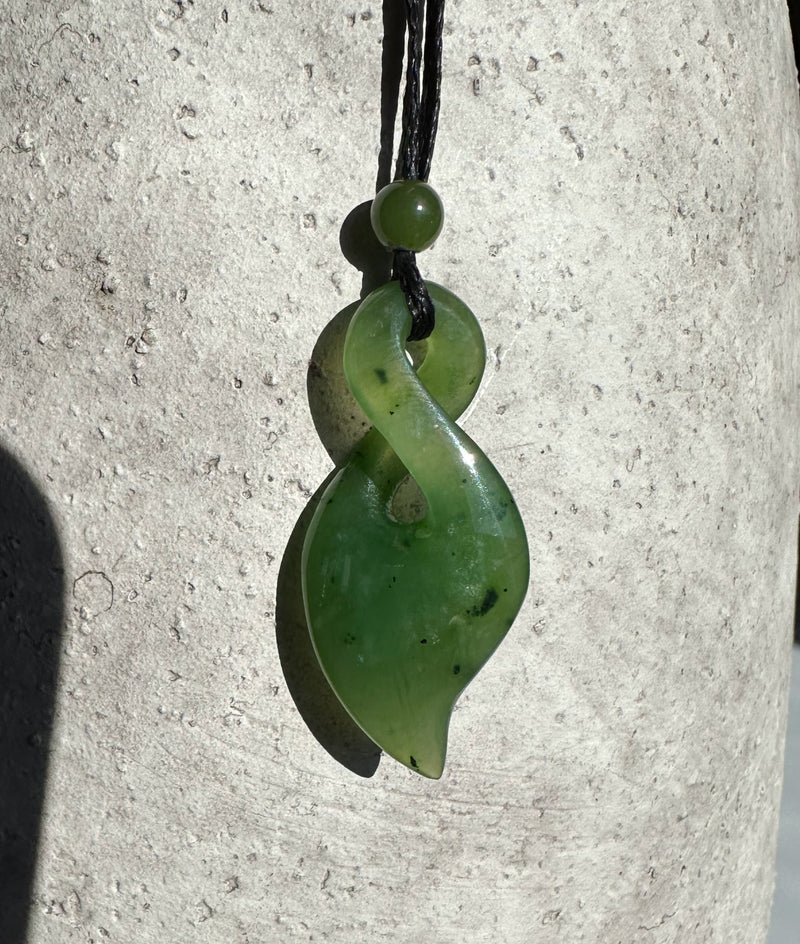 Jade Infinity Twist Pendant, 1.3"