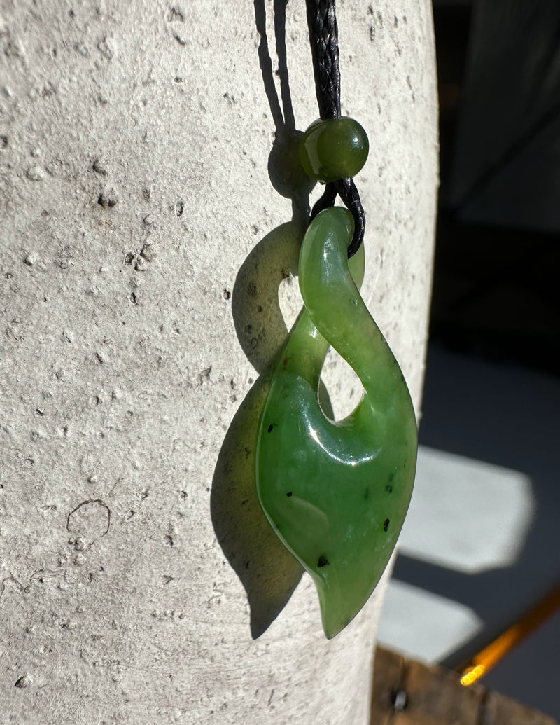 Jade Infinity Twist Pendant, 1.3"