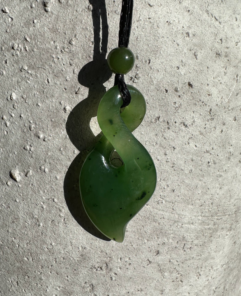 Jade Infinity Twist Pendant, 1.3"