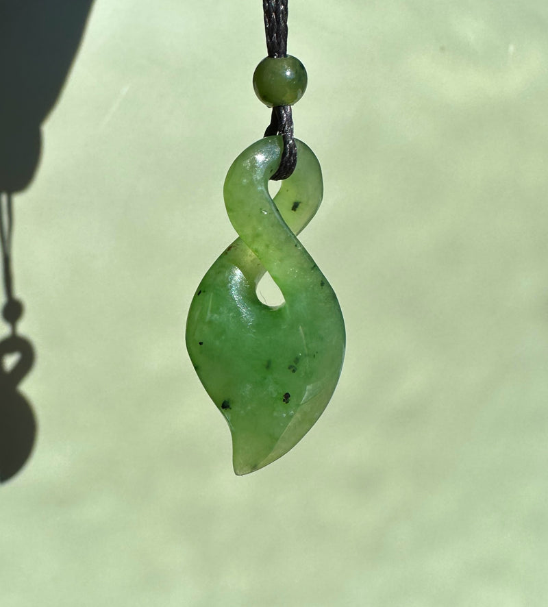 Jade Infinity Twist Pendant, 1.3"