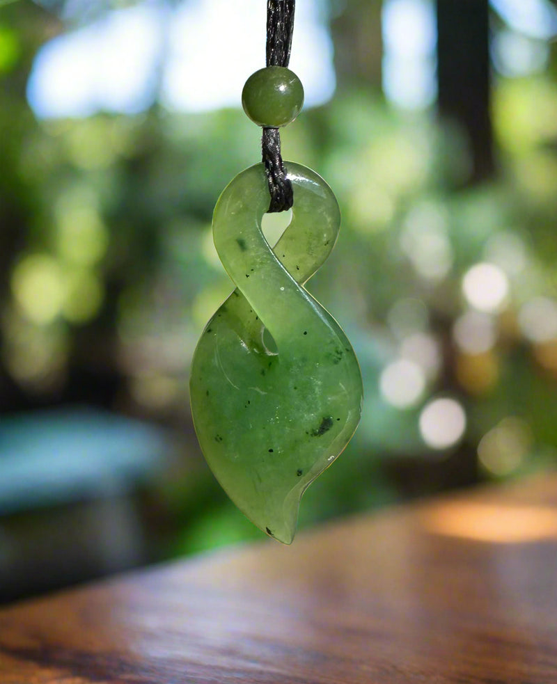 Jade Infinity Twist Pendant, 1.3"