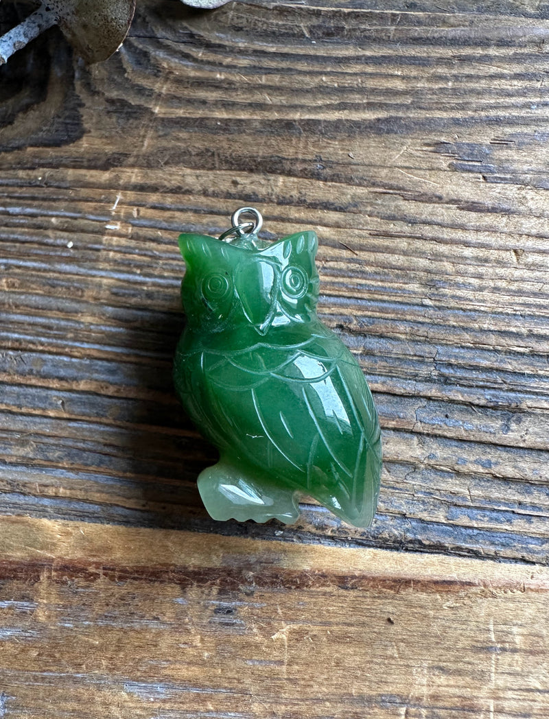 Polar Jade Owl Pendant, 1.25"