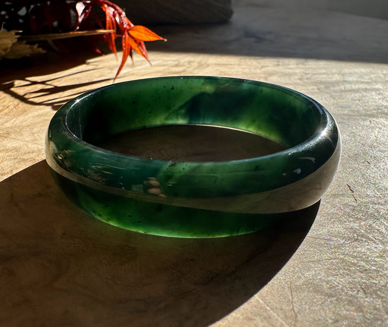 Dark Greenish Blue Canadian Jade Baby Bangle - 43mm*