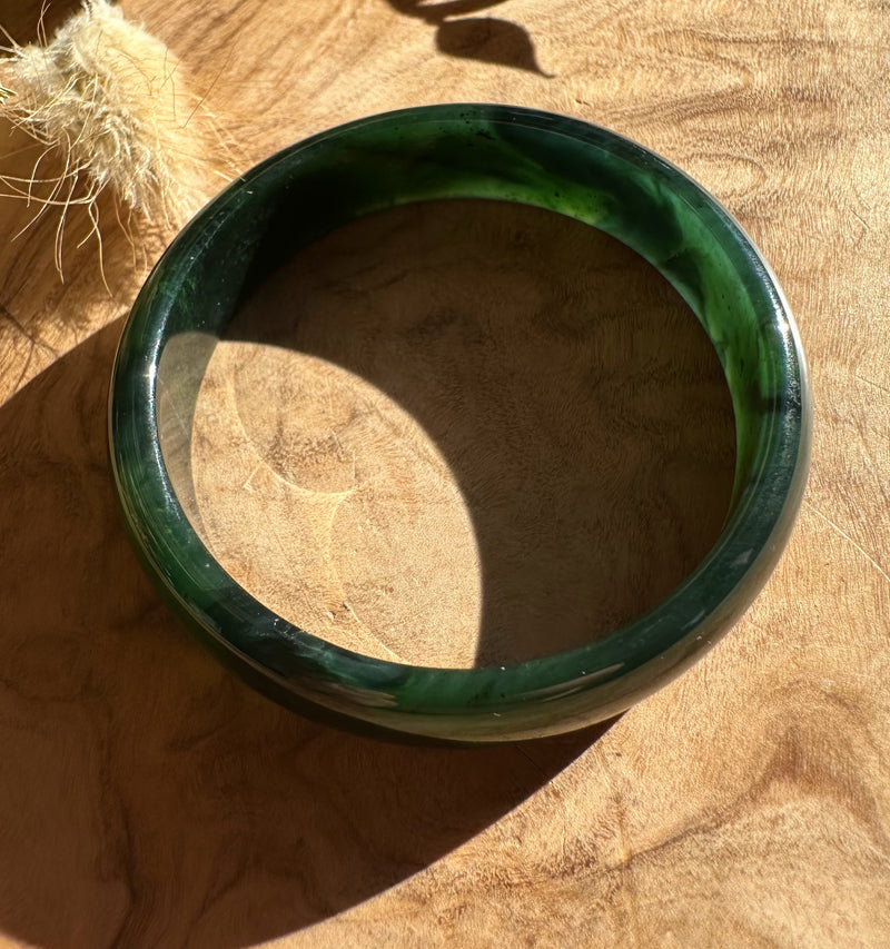 Dark Greenish Blue Canadian Jade Baby Bangle - 43mm*