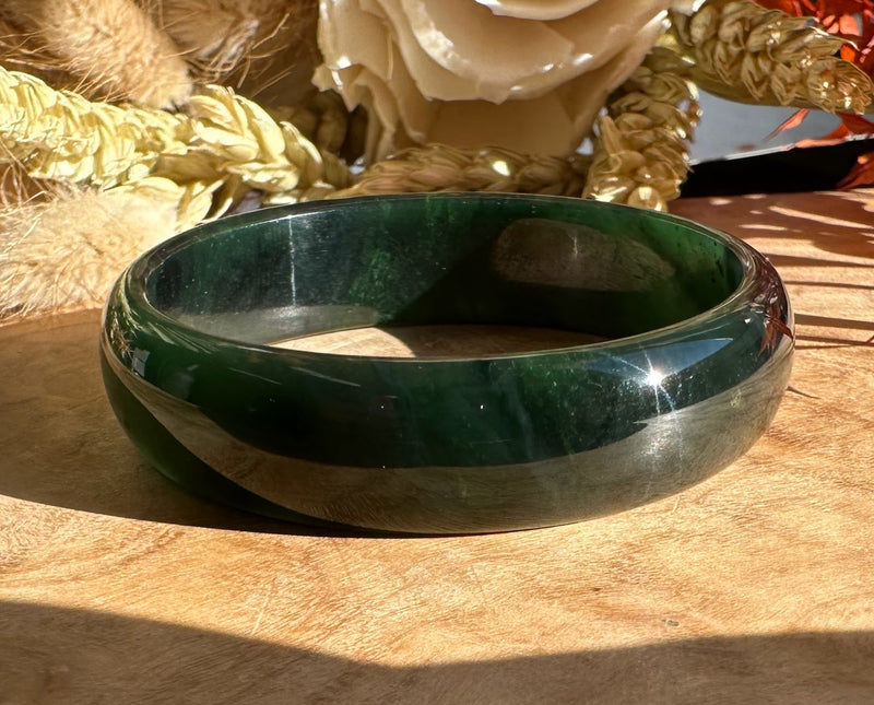 Dark Greenish Blue Canadian Jade Baby Bangle - 43mm*
