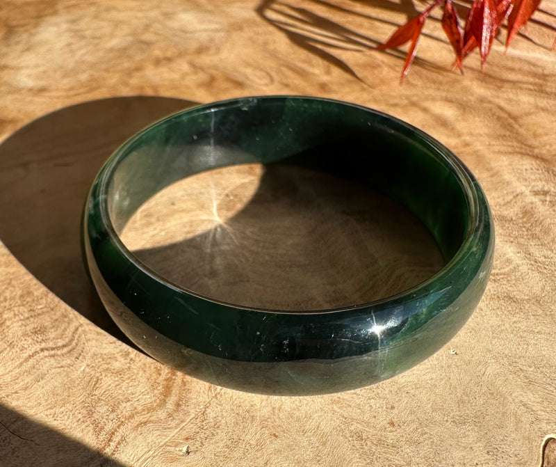 Dark Greenish Blue Canadian Jade Baby Bangle - 43mm*