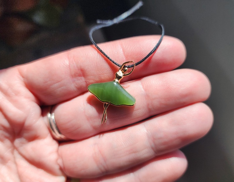 AA Nephrite Jade 18k Rose Gold Ballerina Pendant