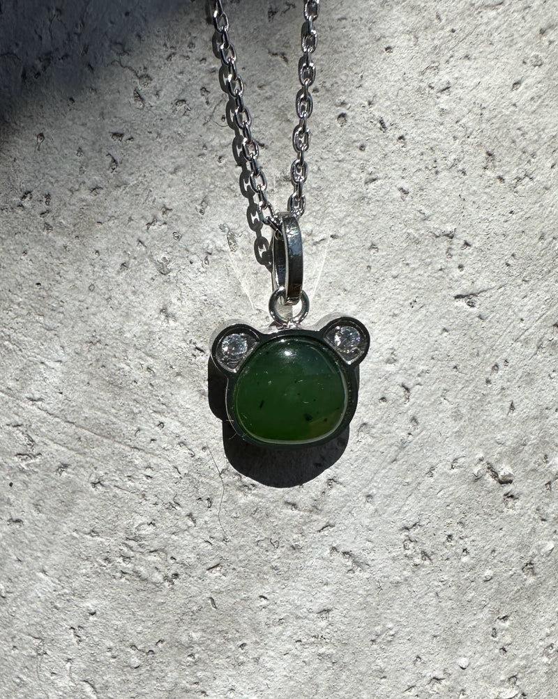 Adorable Canadian Nephrite Jade Teddy Bear Pendant