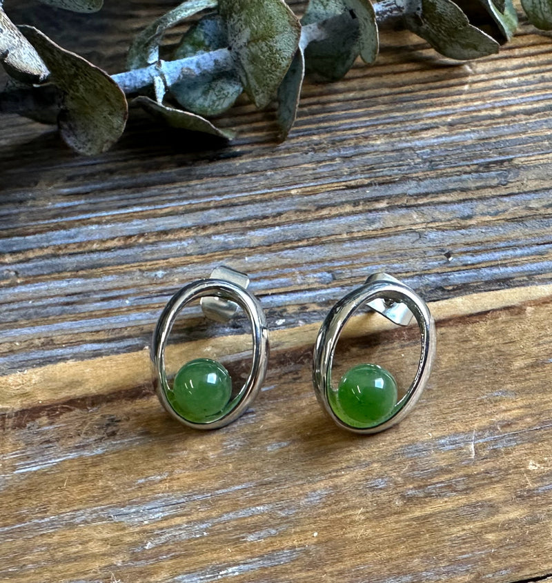 Canadian Jade Earrings, Set in Stainless 0019
