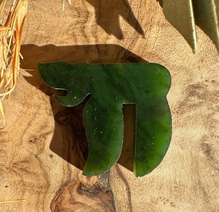 Vintage Jade Chai Pendant 30mm in bold green jade with a central cutout.