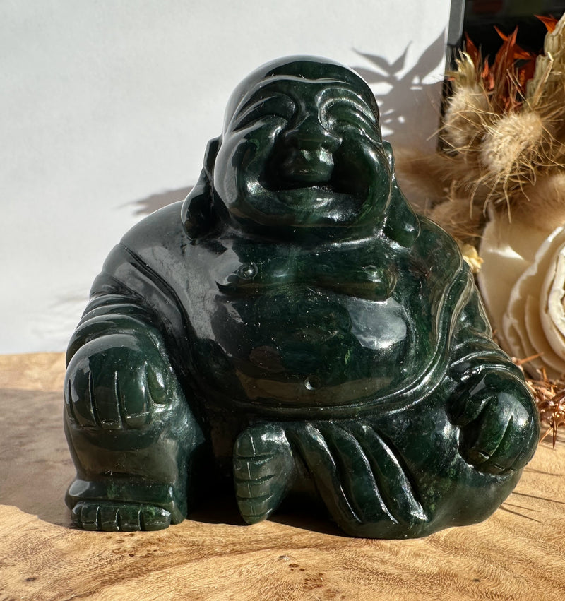 Dark Green Happy Jade Buddha, 2.5"*