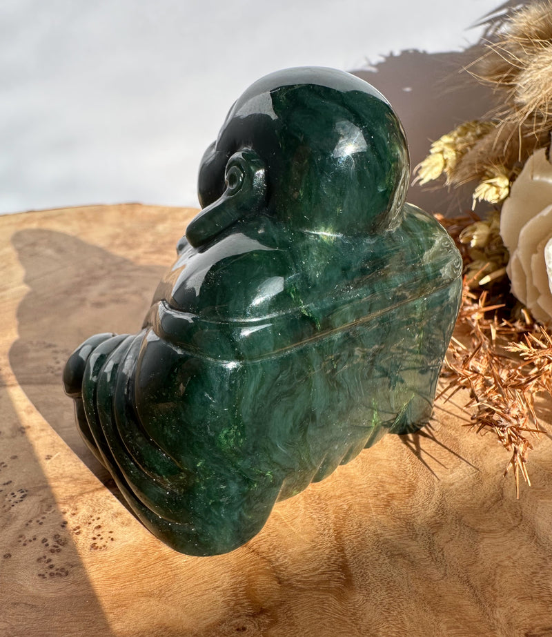 Dark Green Happy Jade Buddha, 2.5"*