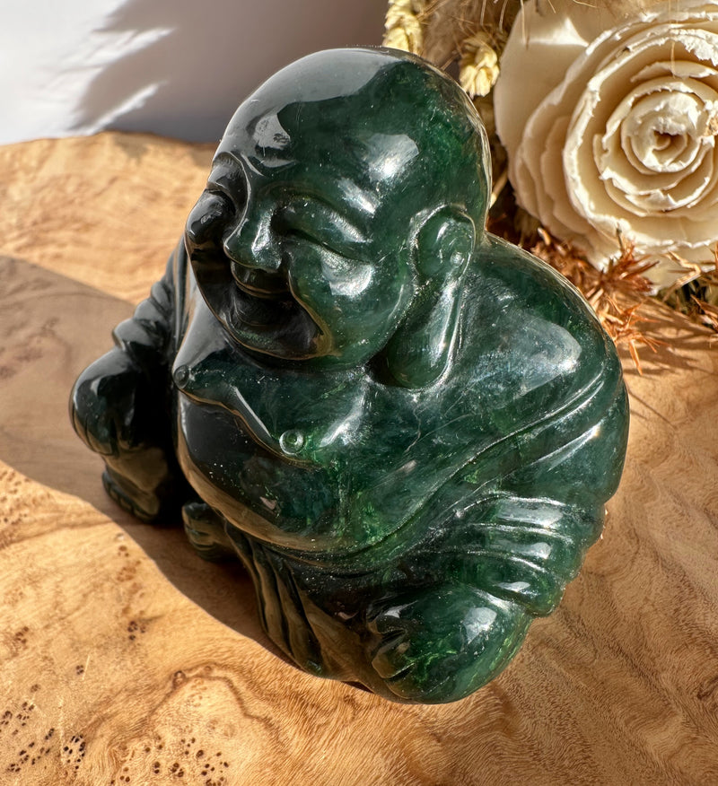 Dark Green Happy Jade Buddha, 2.5"*