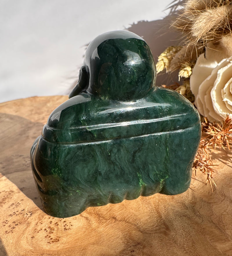 Dark Green Happy Jade Buddha, 2.5"*
