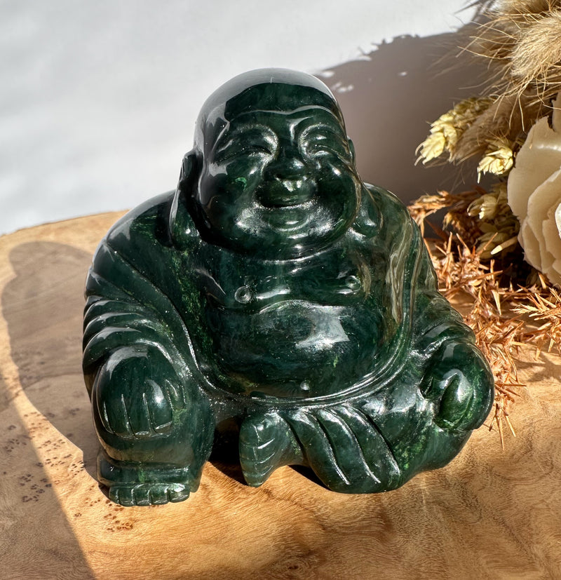 Dark Green Happy Jade Buddha, 2.5"*